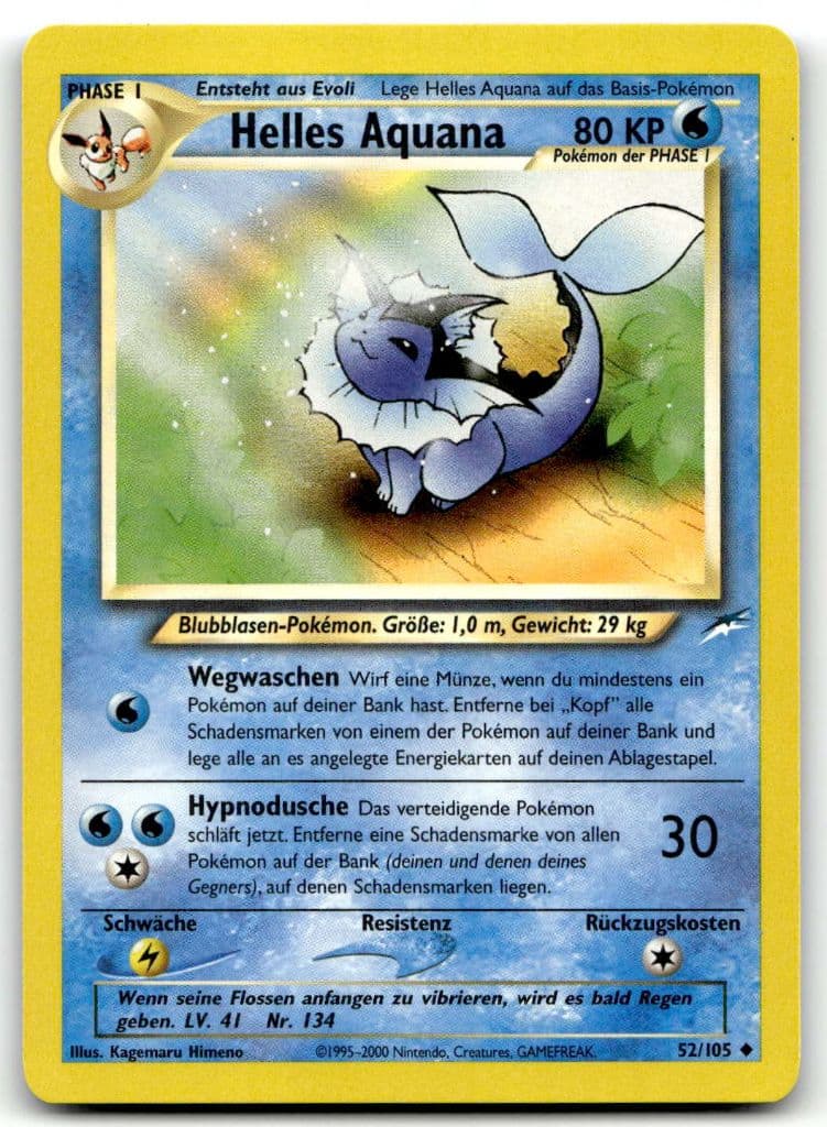 Helles Aquana 52/105 Neo Destiny trading card