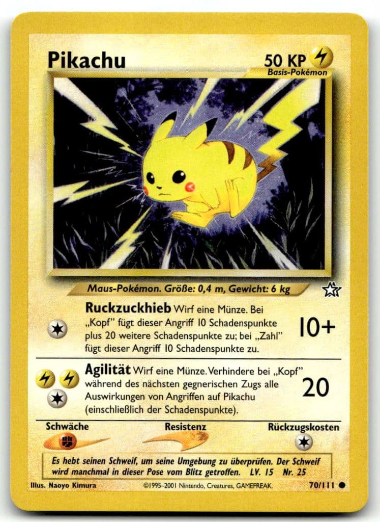 Pikachu 70/111 Neo Genesis trading card