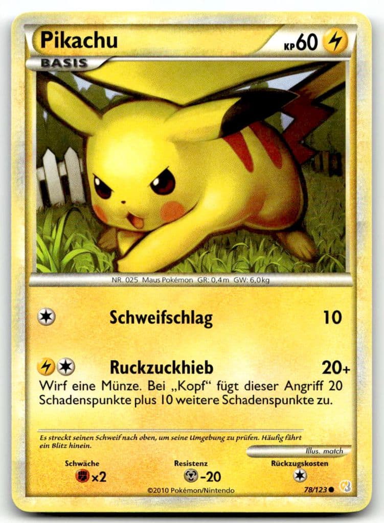 Pikachu 78/123 HeartGold & SoulSilver trading card