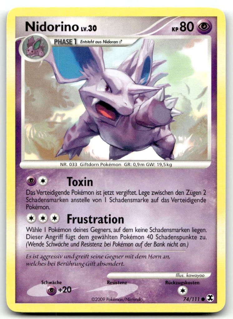 Nidorino 74/111 Aufstieg der Rivalen (Rising Rivals) trading card