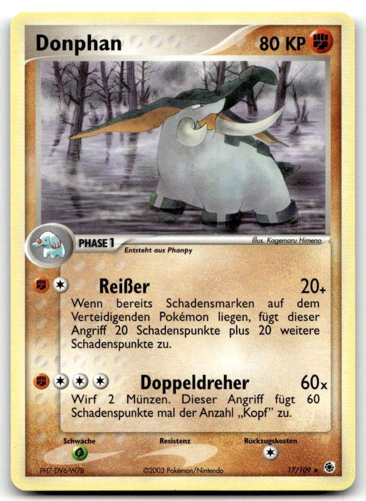 Donphan 17/109 EX Rubin & Saphir trading card