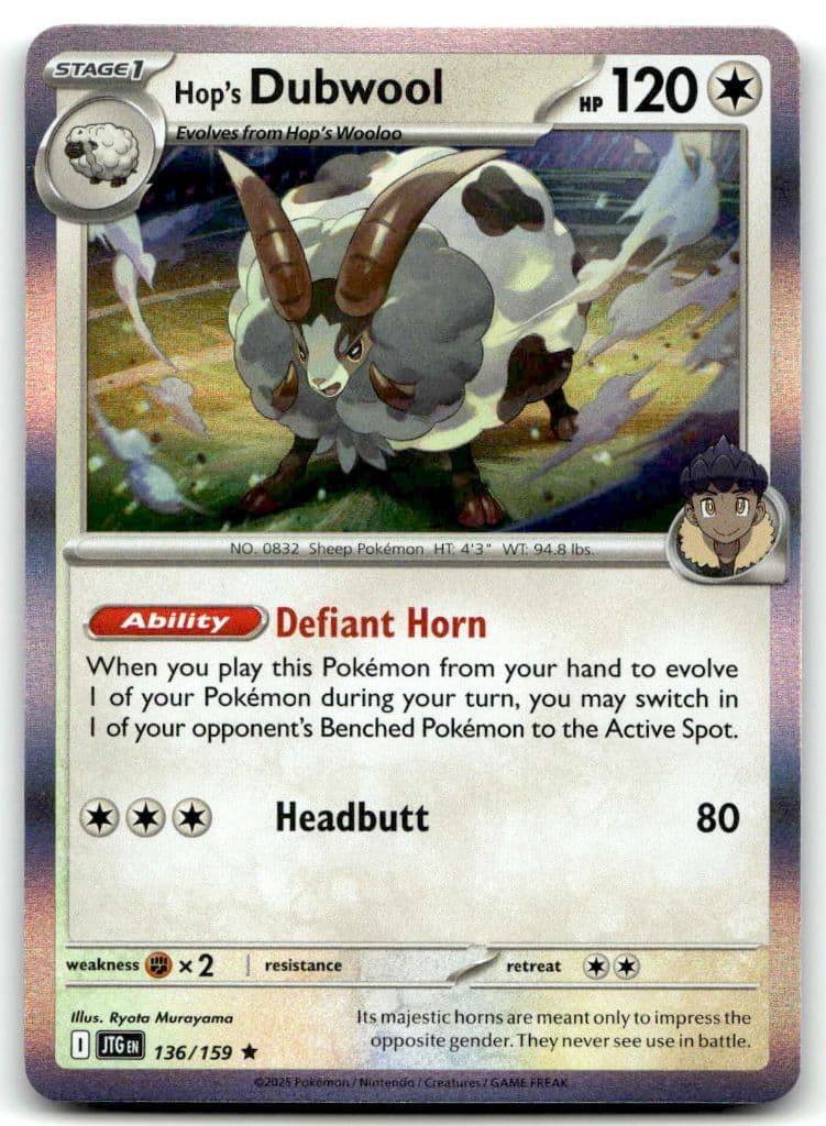 Hop's Dubwool 136/159 Journey Together trading card