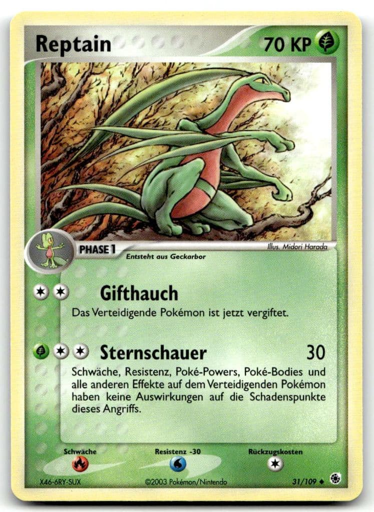 Reptain 31/109 EX Rubin & Saphir trading card