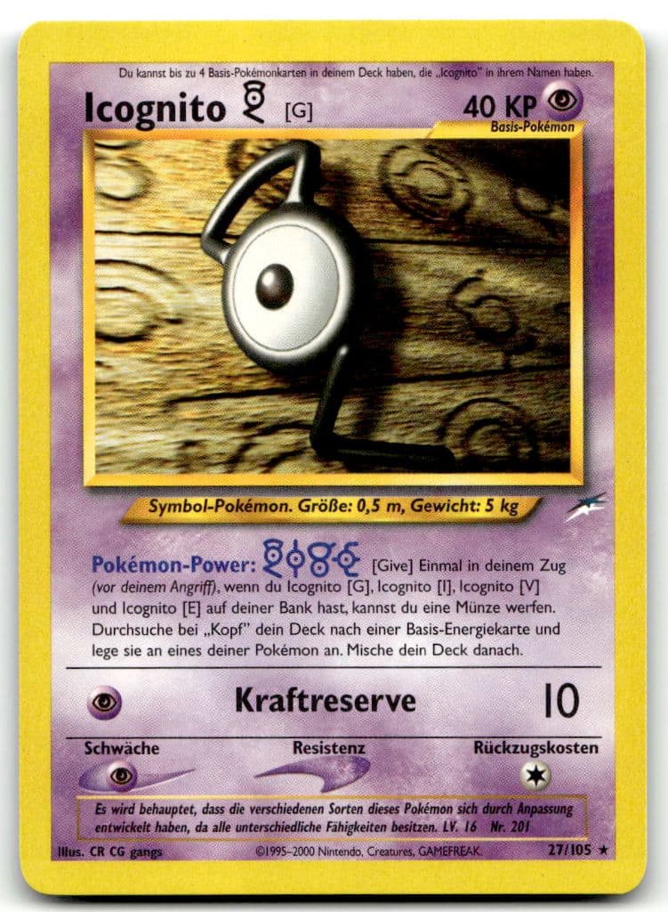 Icognito [G] 27/105 Neo Destiny trading card