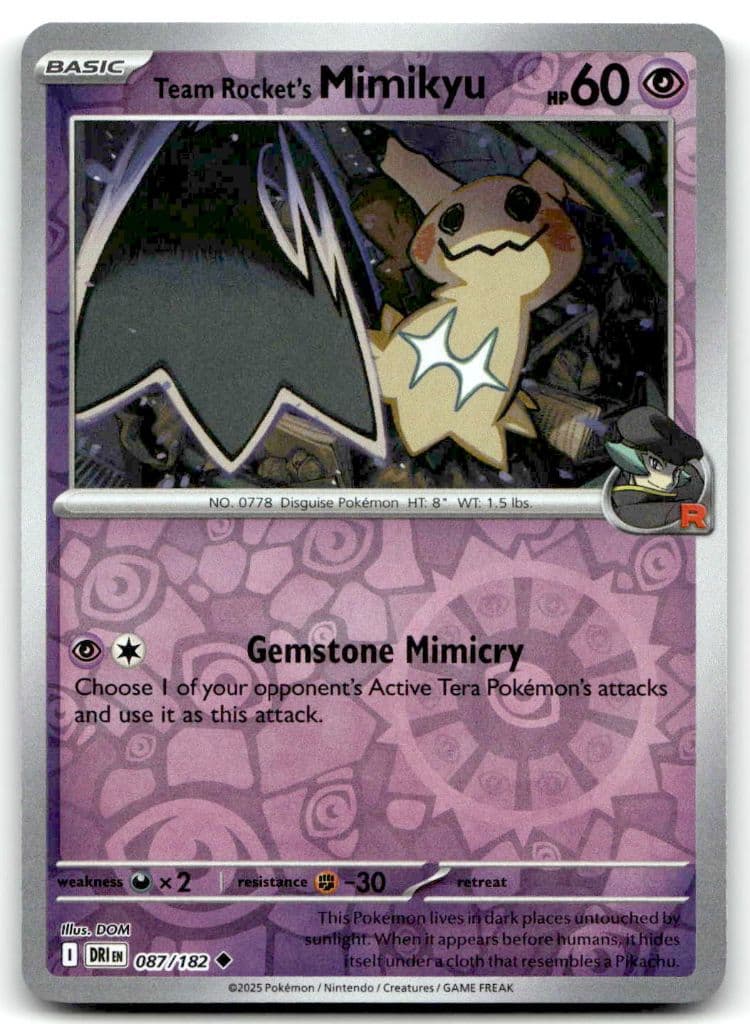 Team Rocket's Mimikyu 087/182 Destined Rivals trading card
