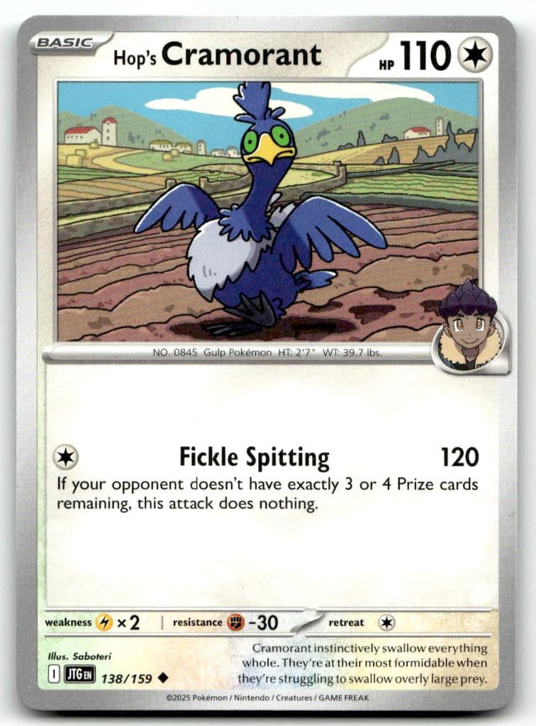 Hop's Cramorant 138/159 Journey Together trading card