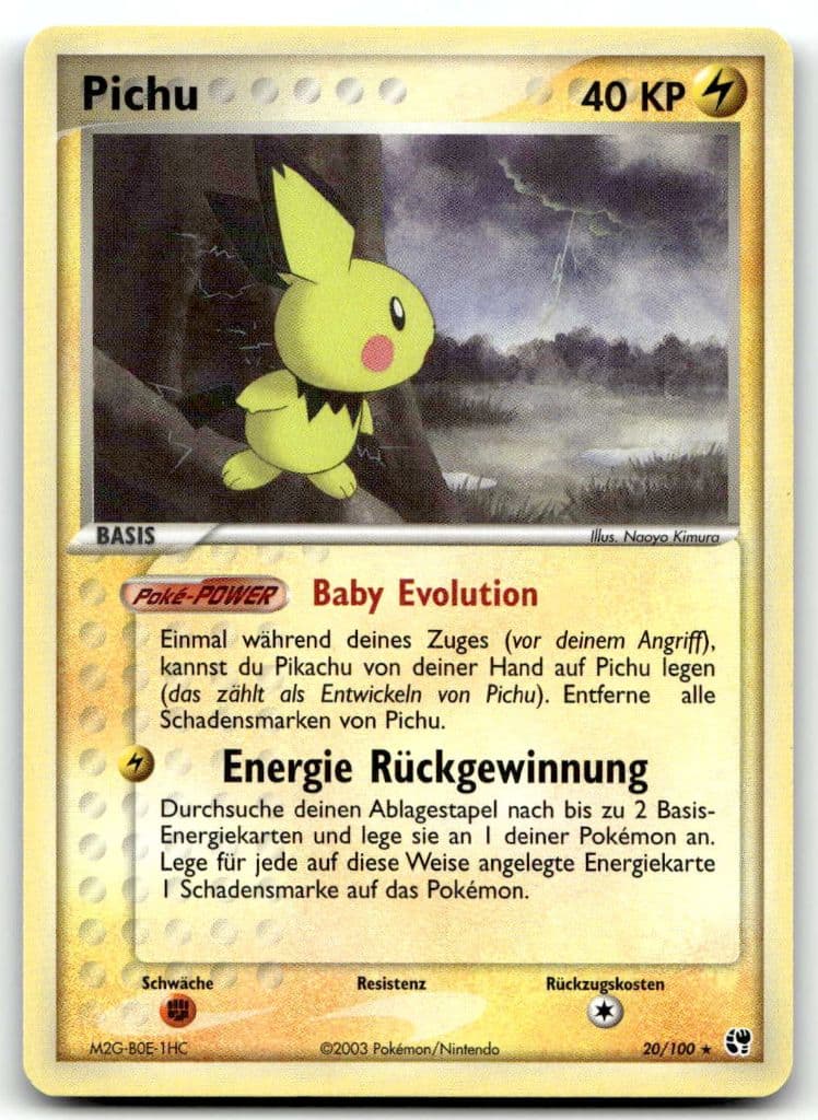 Pichu 20/100 EX Sandsturm trading card
