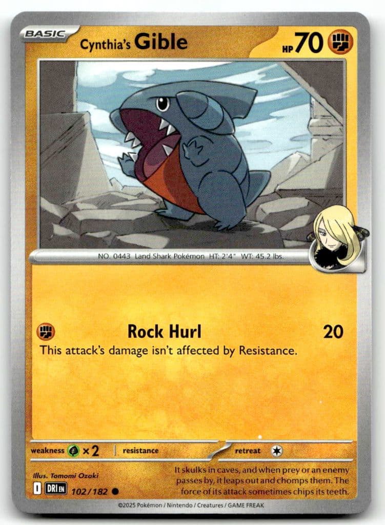 Cynthia’s Gible 102/182 Destined Rivals trading card