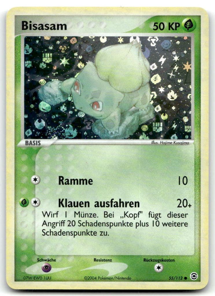Bisasam 55/112 Feuerrot & Blattgrün trading card
