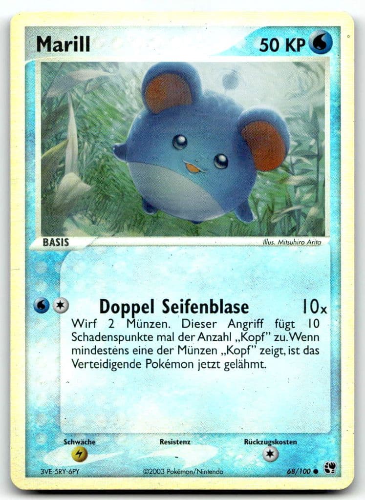 Marill 68/100 EX Sandsturm trading card