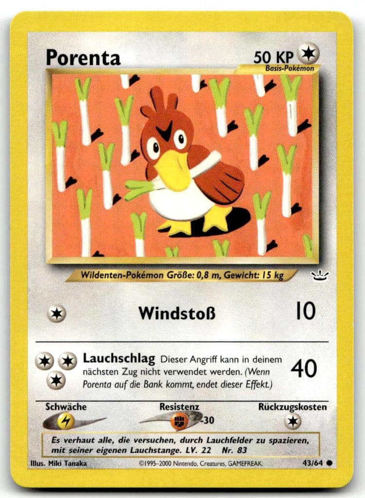 Porenta 43/64 Unknown Set trading card