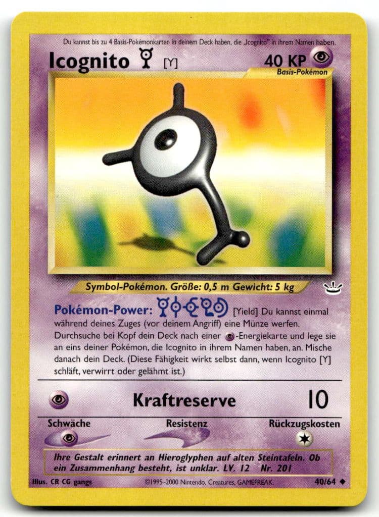 Icognito [Y] 40/64 Neo Revelation trading card