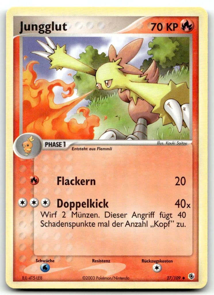 Jungglut 27/109 EX Rubin & Saphir trading card