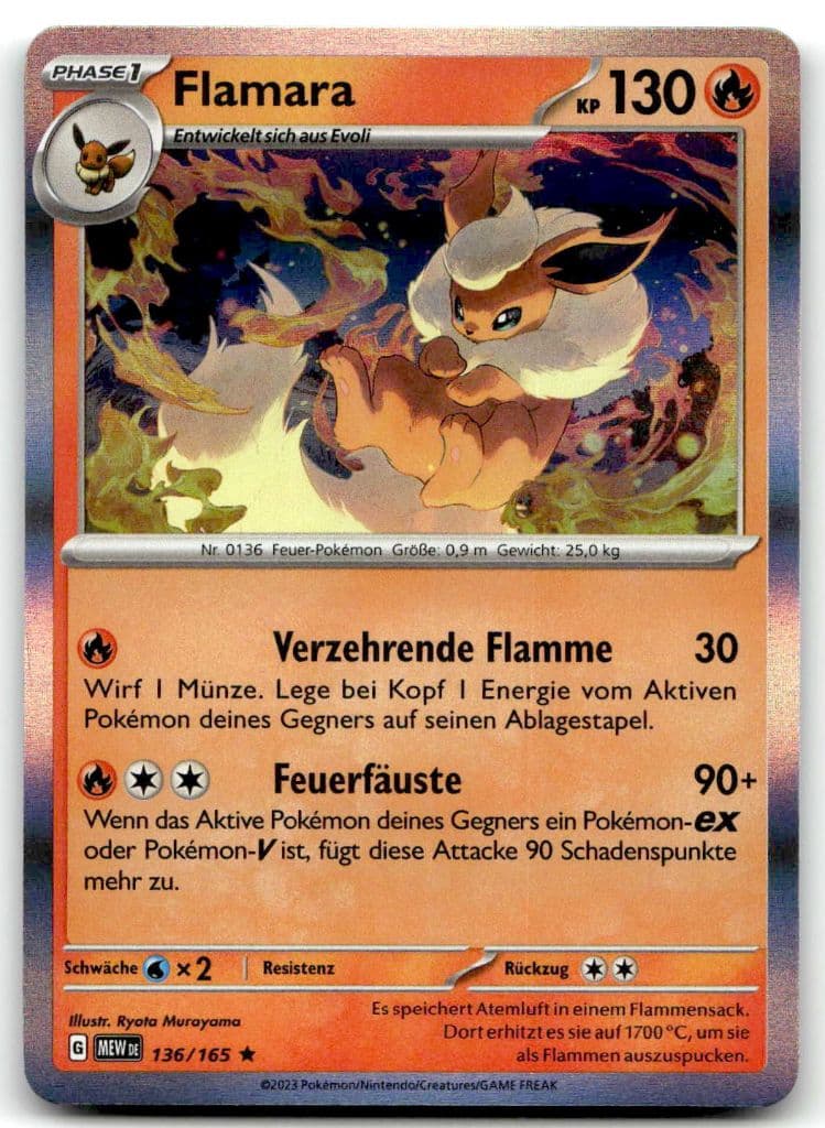 Flamara 136/165 Karmesin & Purpur – 151 trading card