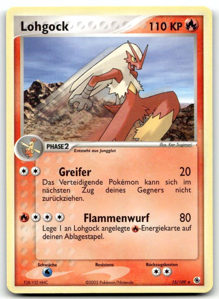 Lohgock 15/109 EX Rubin & Saphir trading card