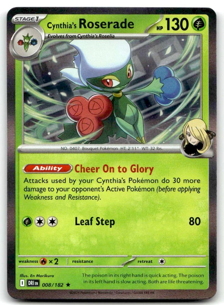 Cynthia’s Roserade 008/182 Destined Rivals trading card