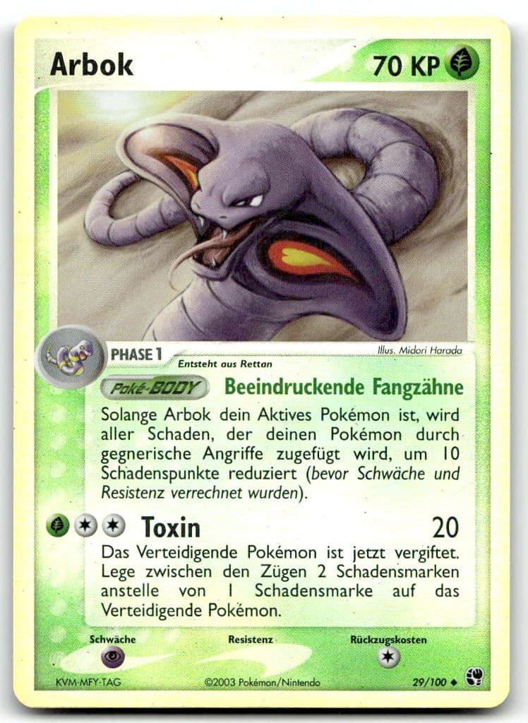 Arbok 29/100 EX Drache trading card
