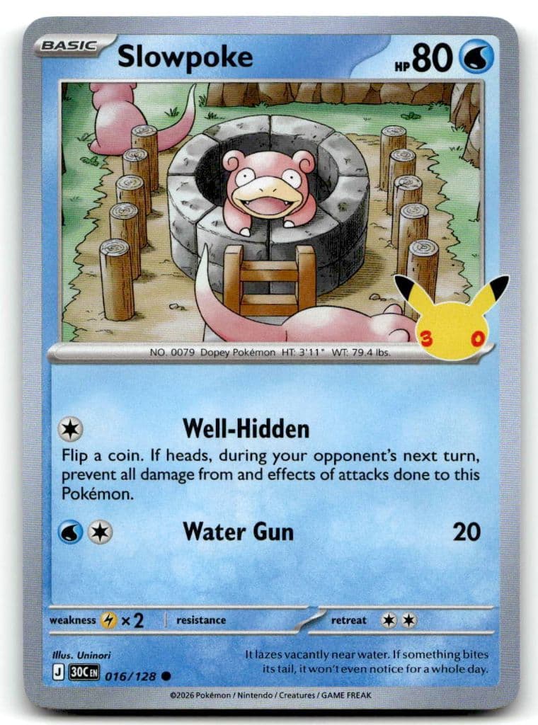 Slowpoke 016/128 30th Celebration trading card