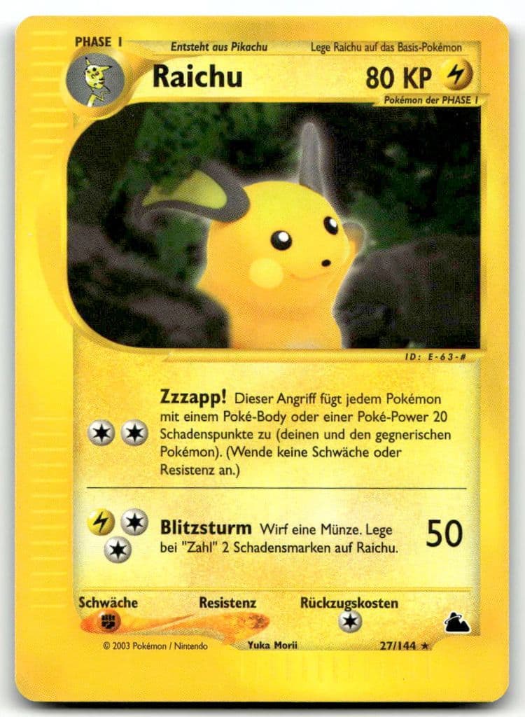 Raichu 27/144 Aquapolis trading card