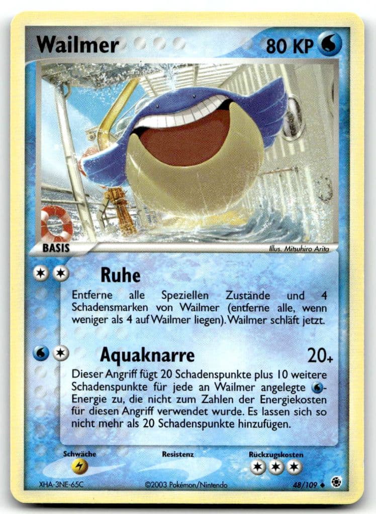 Wailmer 48/109 EX Rubin & Saphir trading card
