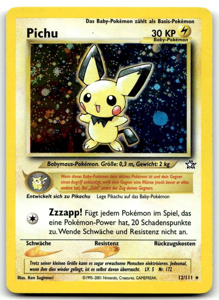 Pichu 12/111 Neo Genesis trading card
