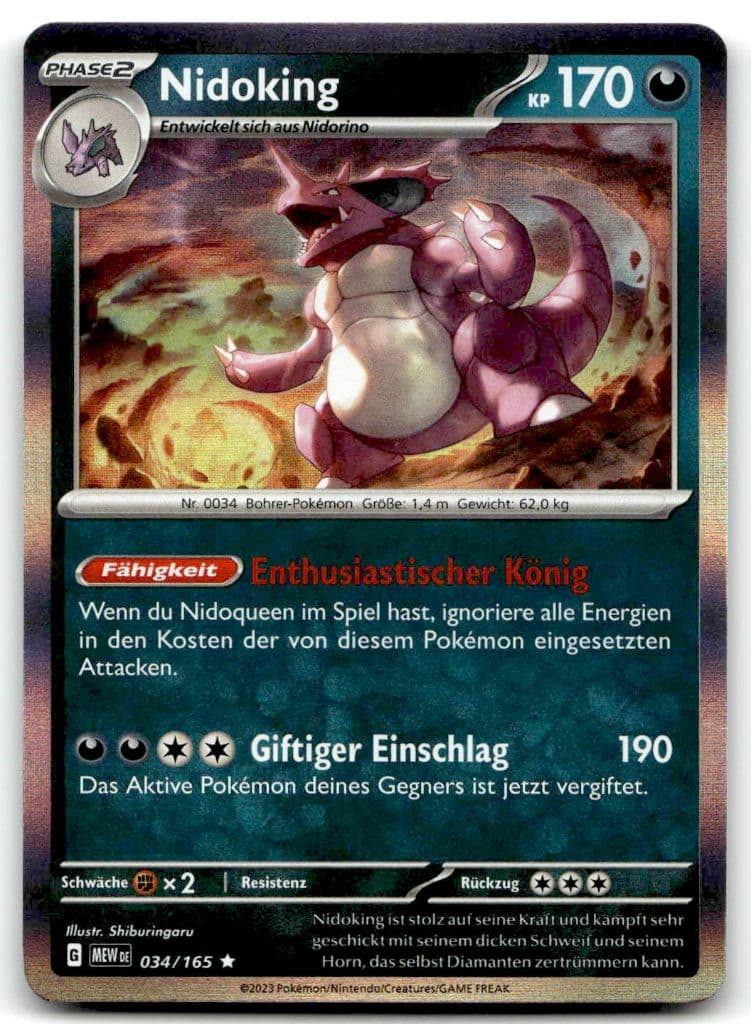 Nidoking 034/165 Karmesin & Purpur—Pokémon 151 trading card
