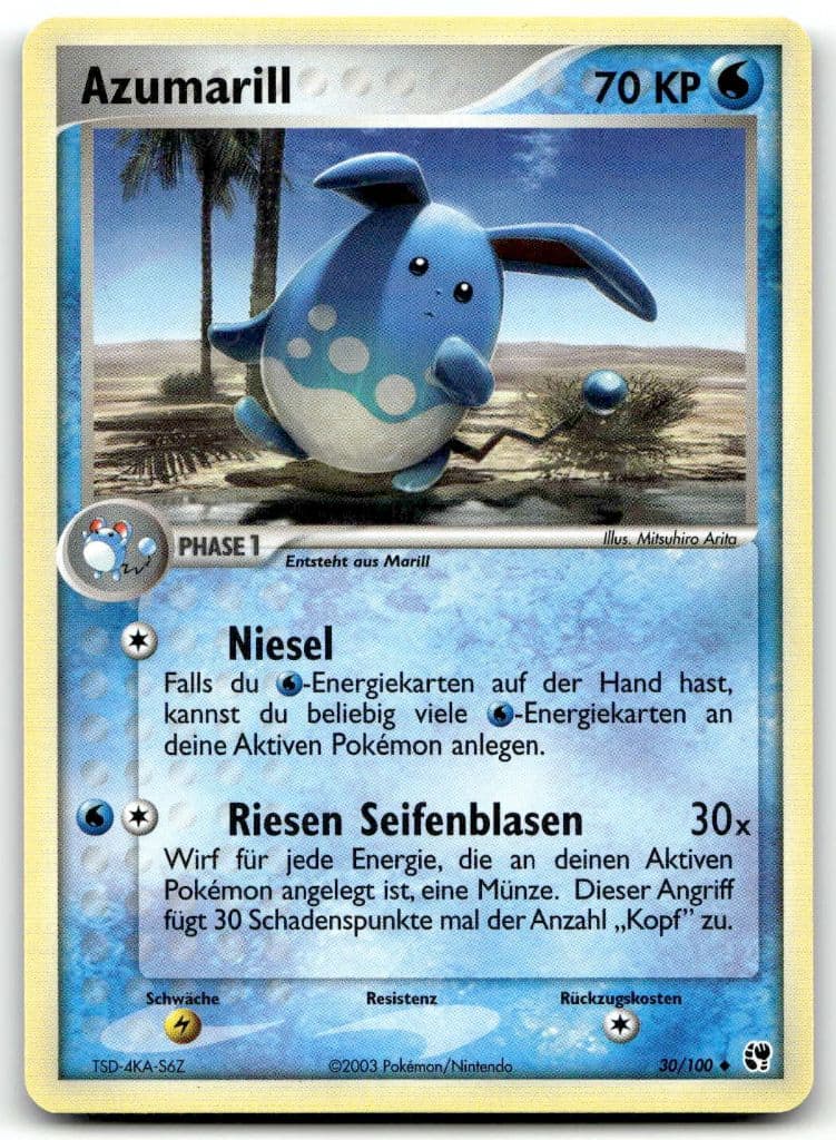 Azumarill 30/100 EX Sandsturm trading card