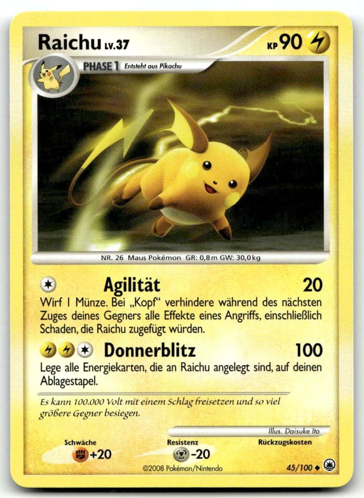 Raichu 45/100 Majestätischer Morgen trading card