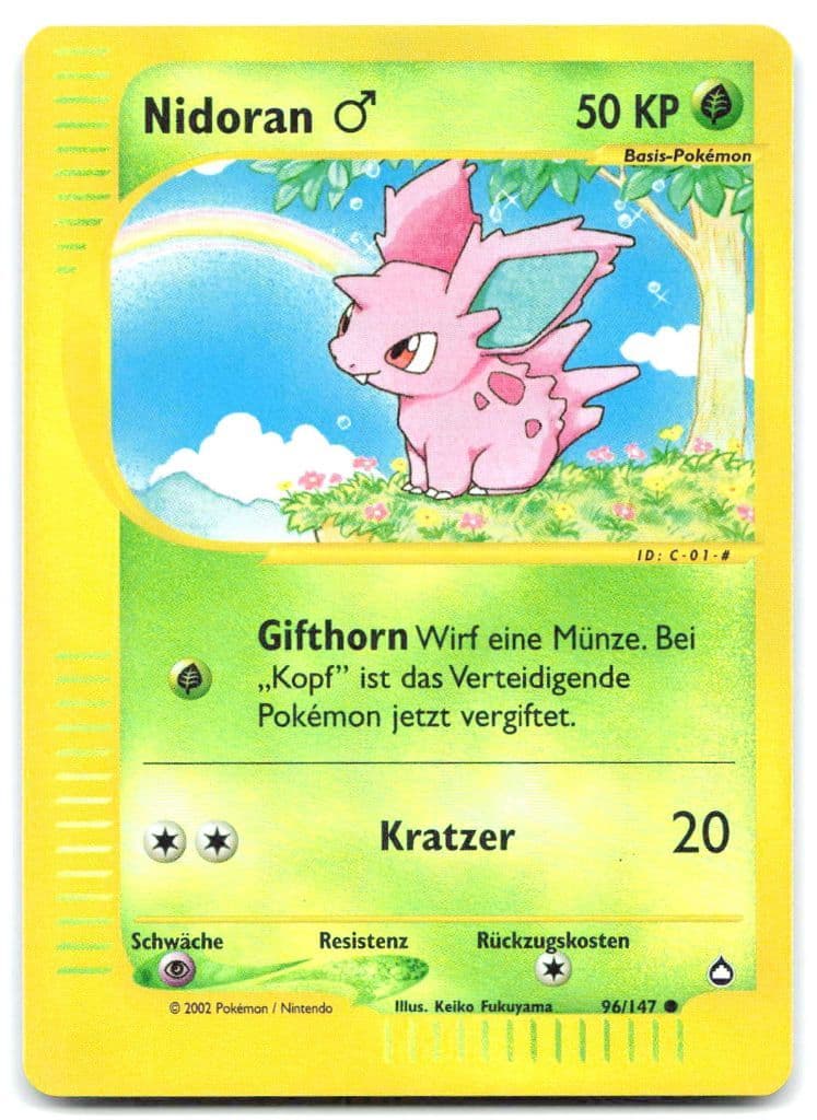 Nidoran ♂ 96/147 Expedition Base Set trading card