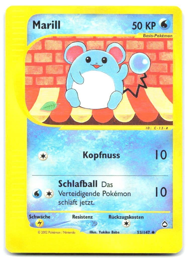 Marill 53/147 Aquapolis trading card