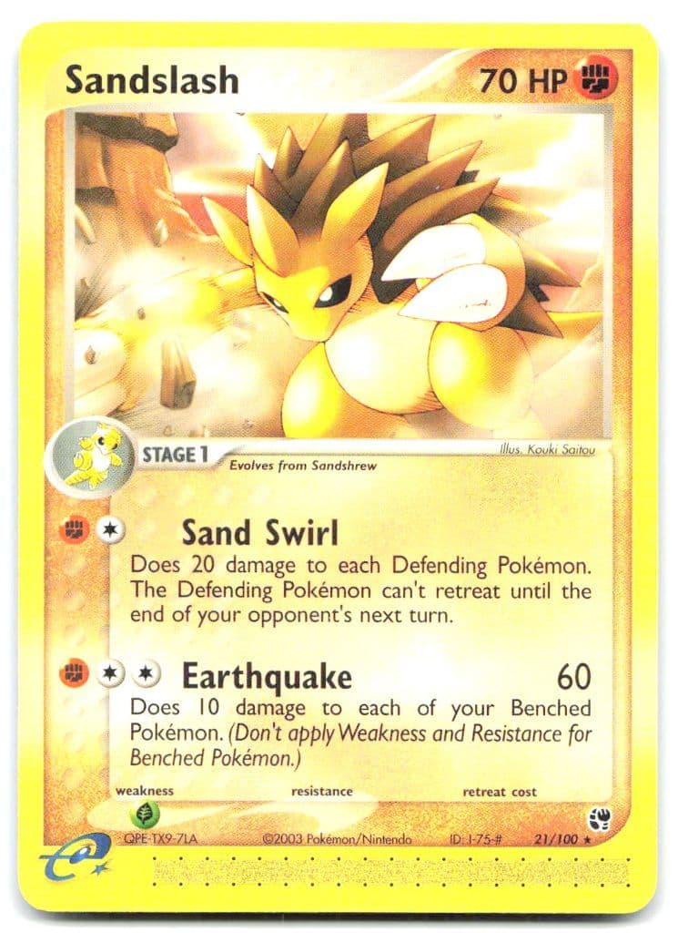 Sandslash 21/100 EX Sandstorm trading card