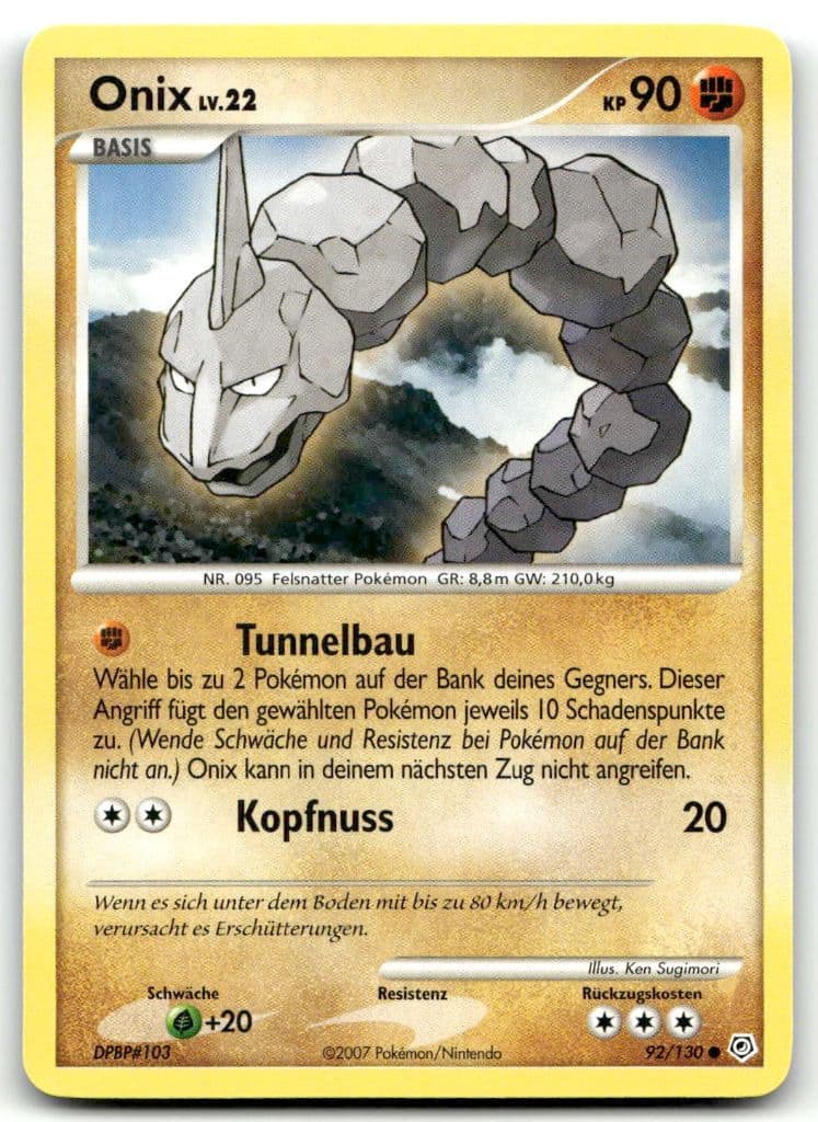 Onix 92/130 Diamond & Pearl trading card