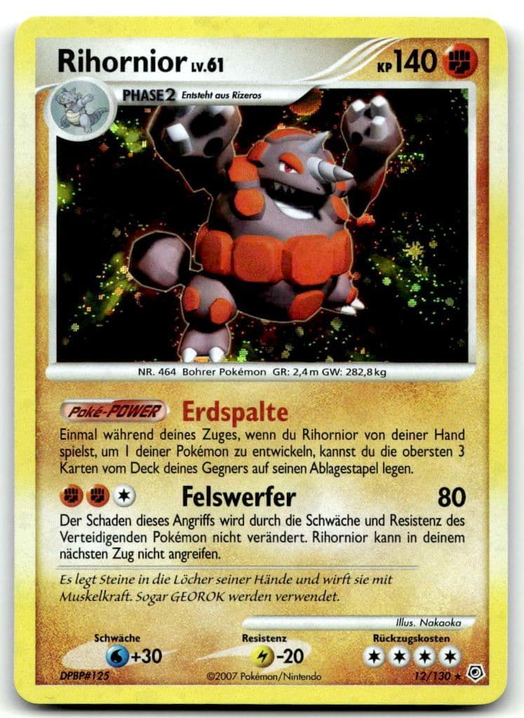Rihornior LV.61 12/130 Diamond & Pearl trading card