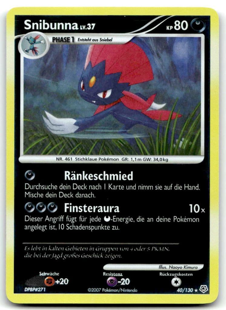 Snibunna LV.37 40/130 Diamond & Pearl trading card