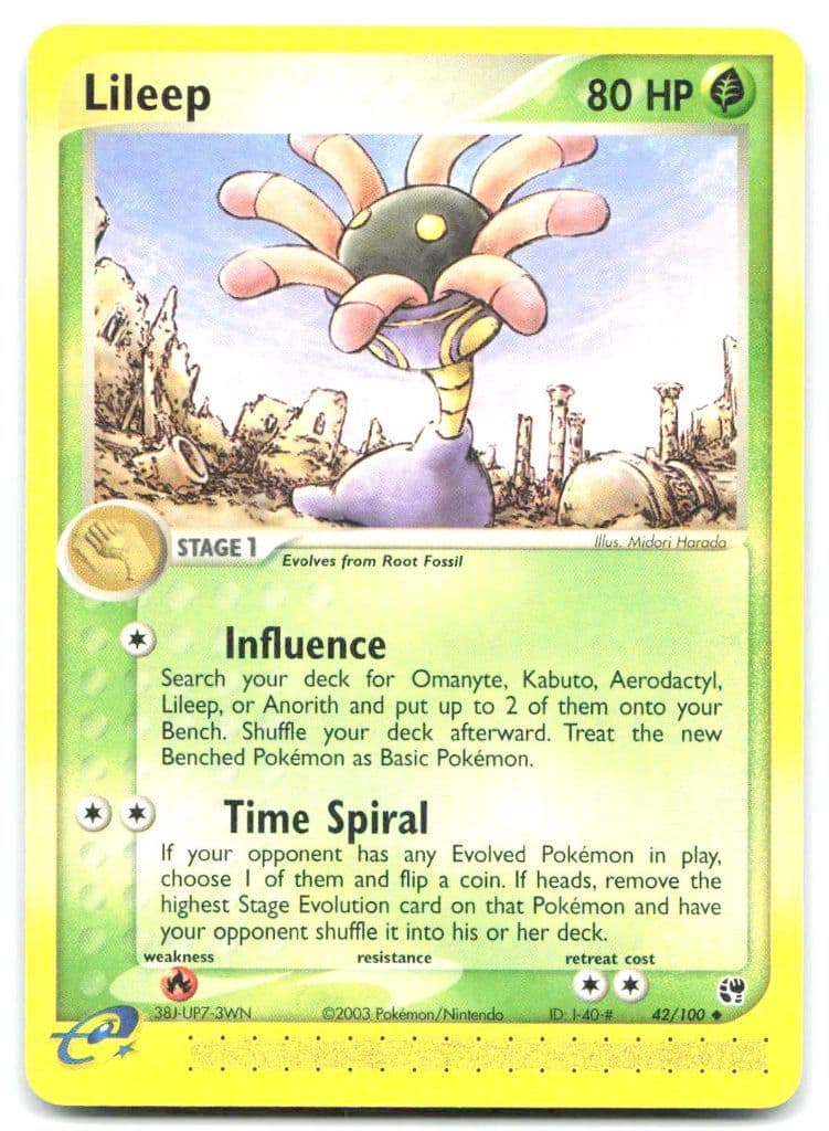 Lileep 42/100 EX Sandstorm trading card
