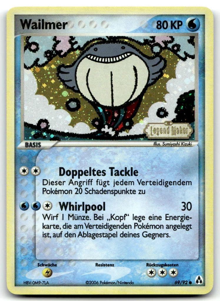 Wailmer 69/92 EX Legend Maker trading card