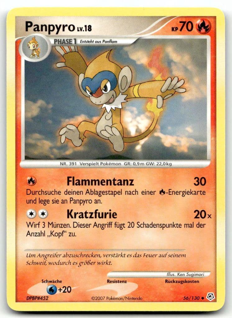 Panpyro LV.18 56/130 Diamond & Pearl trading card