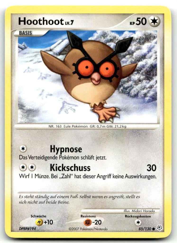 Hoothoot LV.7 85/130 Diamond & Pearl trading card