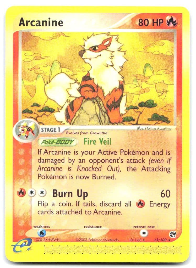 Arcanine 15/100 EX Sandstorm trading card