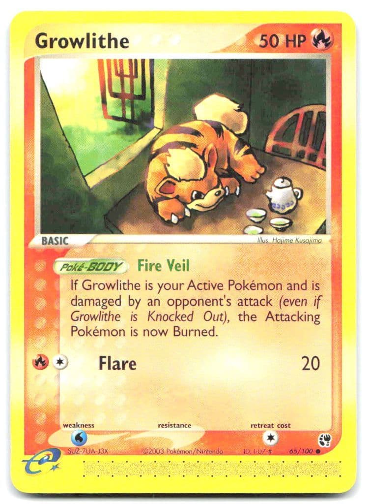 Growlithe 65/100 EX Sandstorm trading card