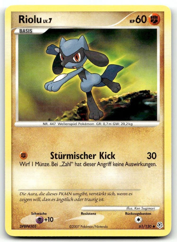 Riolu LV.7 61/130 Diamond & Pearl trading card