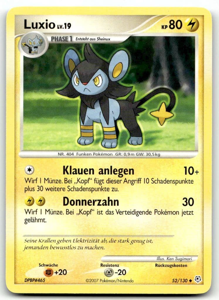Luxio 52/130 Diamond & Pearl trading card
