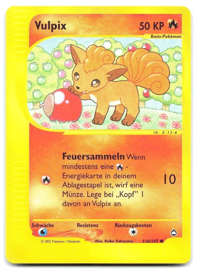 Vulpix 116/147 Aquapolis trading card