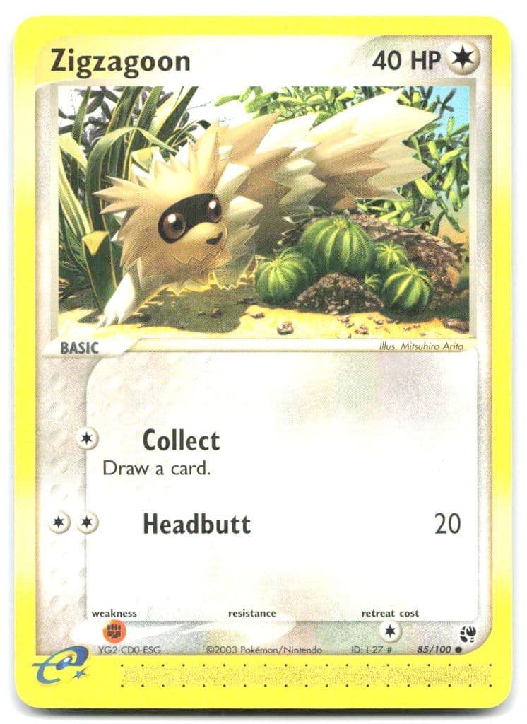 Zigzagoon 85/100 EX Ruby & Sapphire trading card