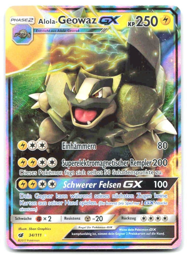 Alola-Geowaz GX 34/111 Crimson Invasion trading card